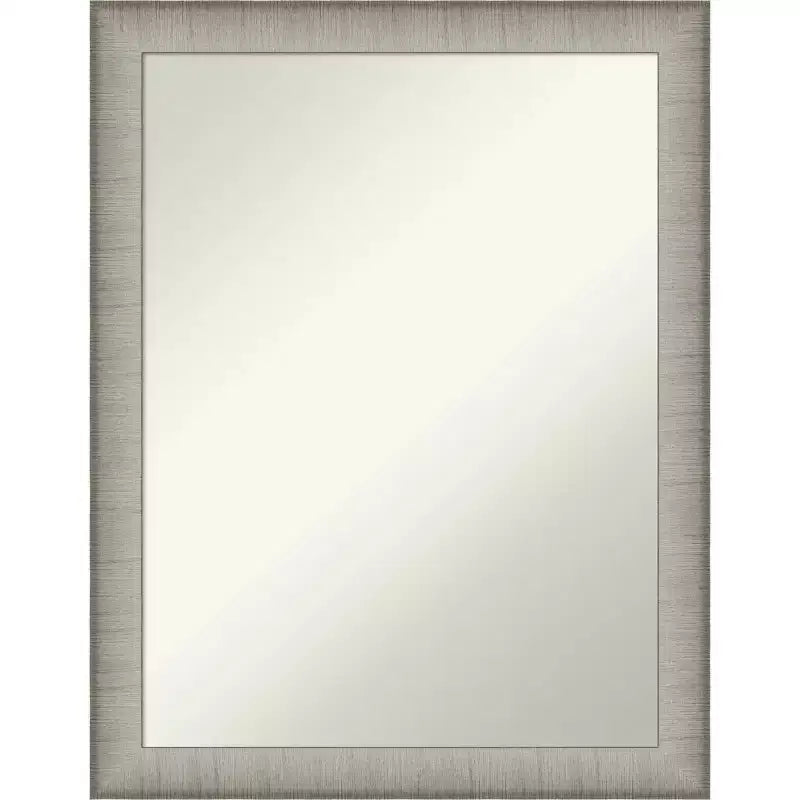 21" x 27" Brushed Pewter Wall Mirror for Bathroom Vanity - Amanti Art: Modern Rectangle, Polystyrene Frame