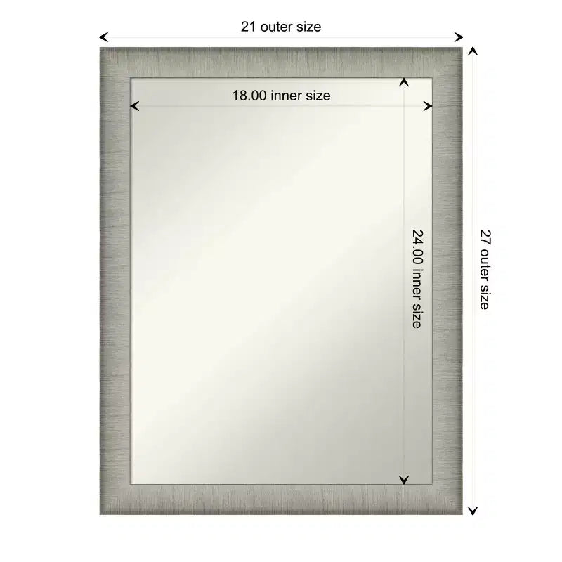 Miroir mural en étain brossé de 53,3 cm x 68,6 cm pour meuble-lavabo de salle de bain