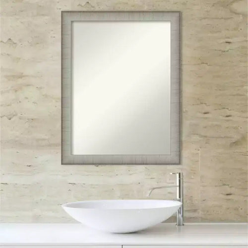 Miroir mural en étain brossé de 53,3 cm x 68,6 cm pour meuble-lavabo de salle de bain