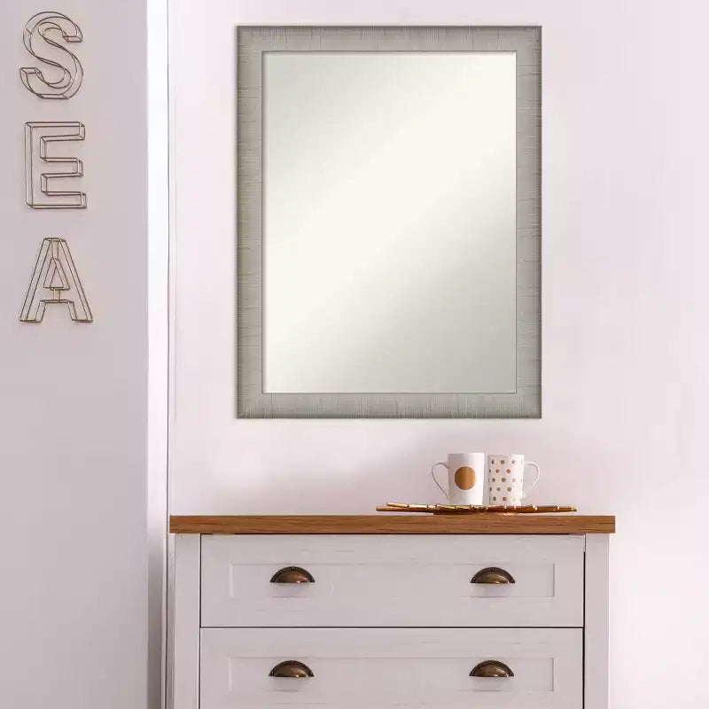 Miroir mural en étain brossé de 53,3 cm x 68,6 cm pour meuble-lavabo de salle de bain