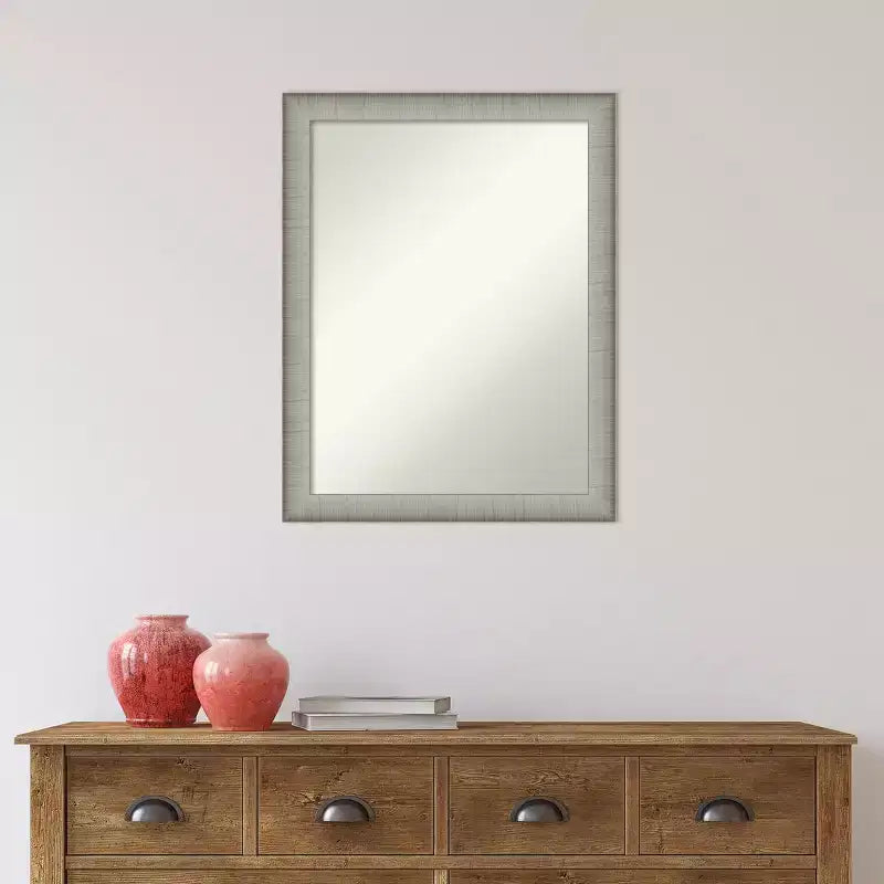 Miroir mural en étain brossé de 53,3 cm x 68,6 cm pour meuble-lavabo de salle de bain