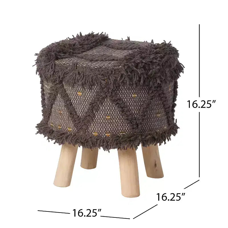 Tabouret en tissu fait main 40x40 cm avec accents métalliques