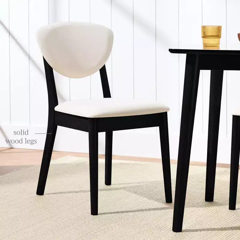 Lot de 2 chaises de salle à manger capitonnées en bois de style moderne du milieu du siècle dernier
