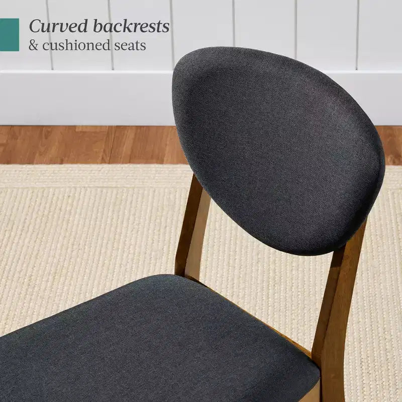 Lot de 2 chaises de salle à manger capitonnées en bois de style moderne du milieu du siècle dernier