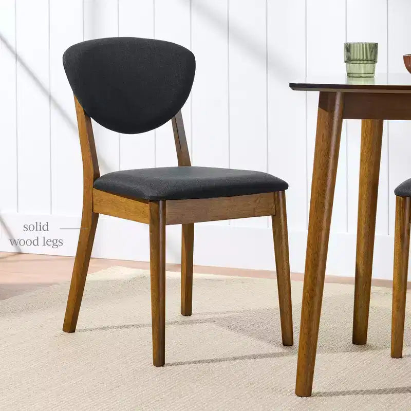 Lot de 2 chaises de salle à manger capitonnées en bois de style moderne du milieu du siècle dernier