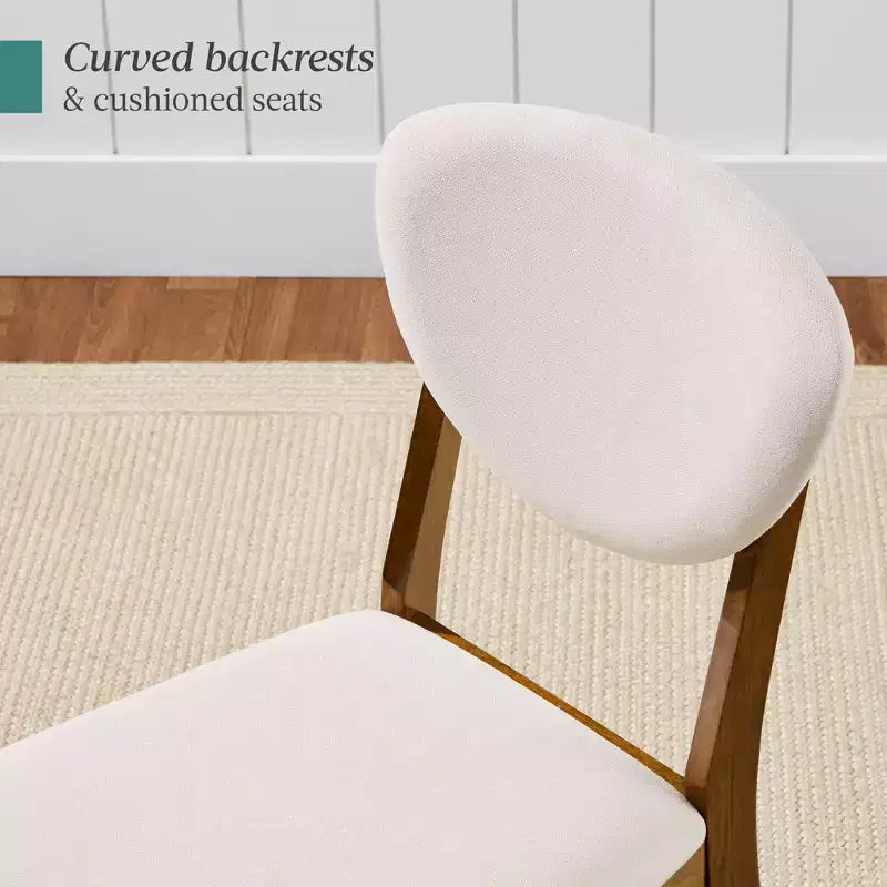 Lot de 2 chaises de salle à manger capitonnées en bois de style moderne du milieu du siècle dernier