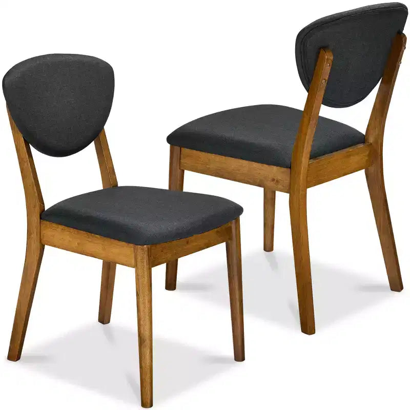 Lot de 2 chaises de salle à manger capitonnées en bois de style moderne du milieu du siècle dernier
