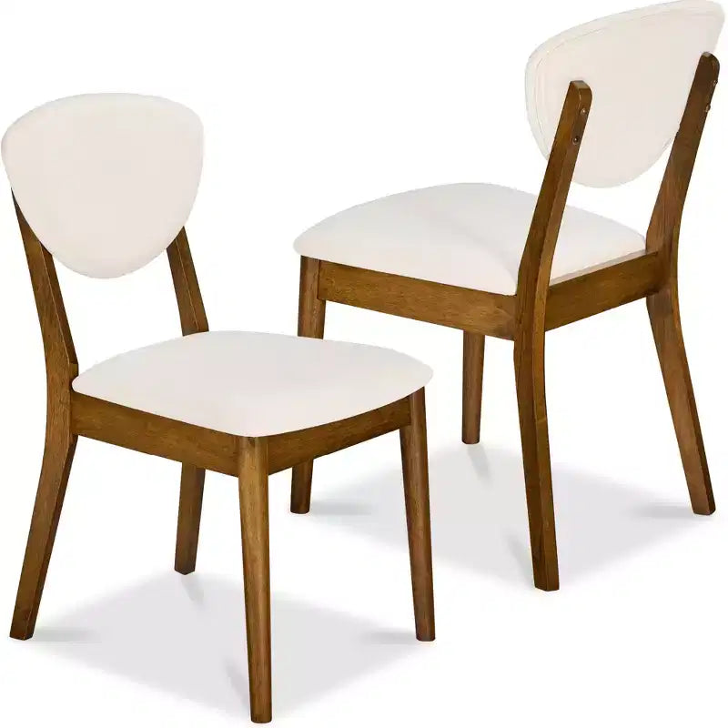 Lot de 2 chaises de salle à manger capitonnées en bois de style moderne du milieu du siècle dernier