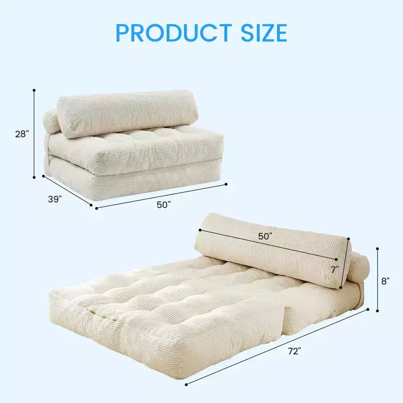 Canapé-lit pliant, fauteuil de couchage convertible avec oreiller