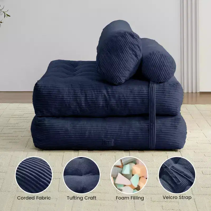 Canapé-lit pliant, fauteuil de couchage convertible avec oreiller
