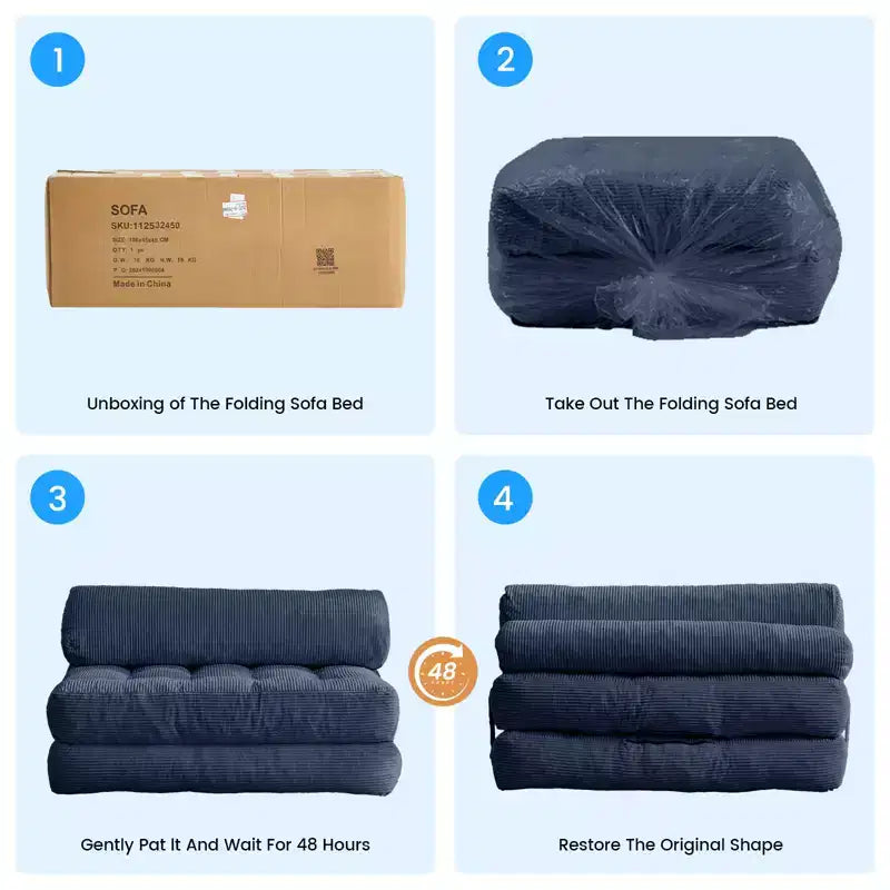 Canapé-lit pliant, fauteuil de couchage convertible avec oreiller