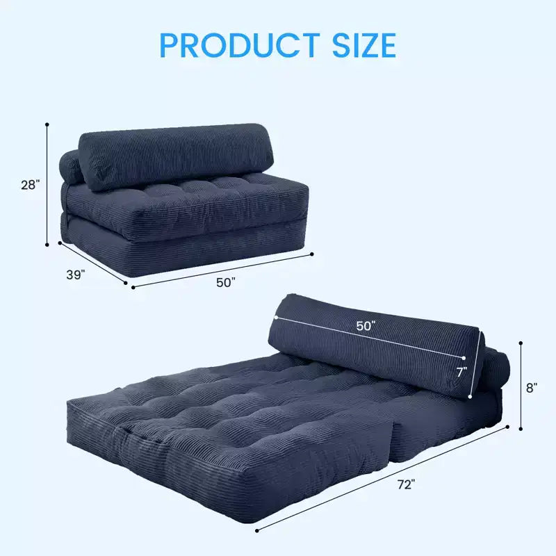 Canapé-lit pliant, fauteuil de couchage convertible avec oreiller