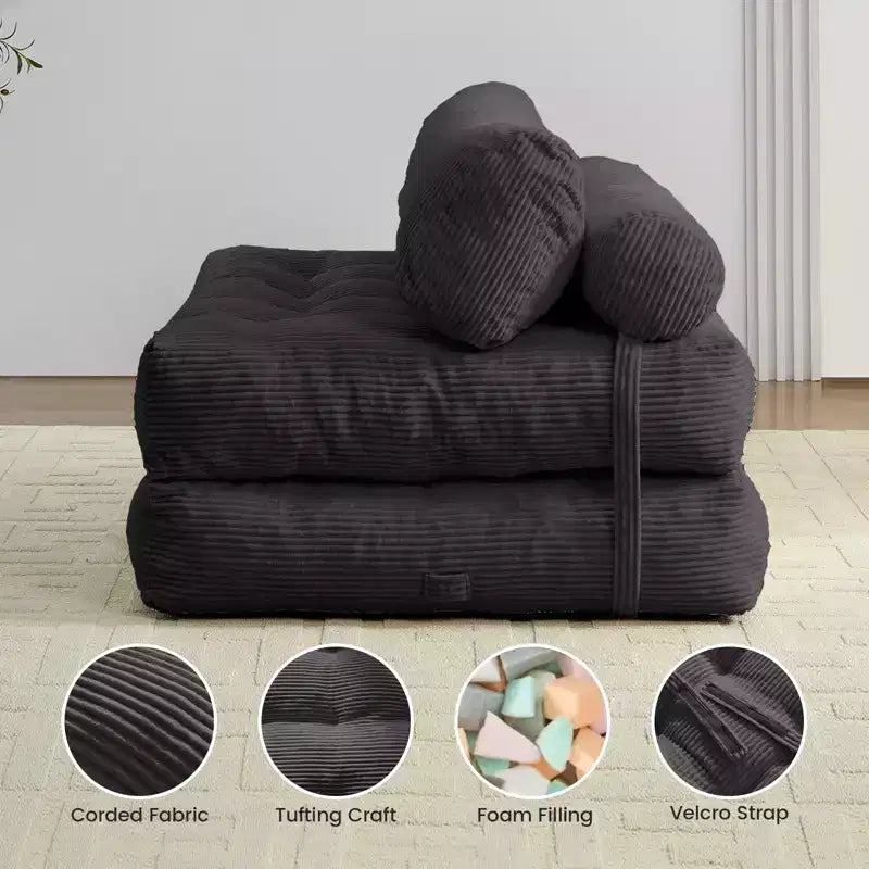 Canapé-lit pliant, fauteuil de couchage convertible avec oreiller