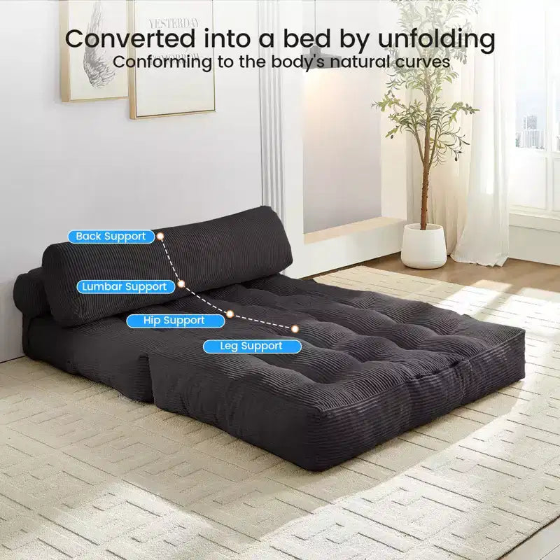 Canapé-lit pliant, fauteuil de couchage convertible avec oreiller