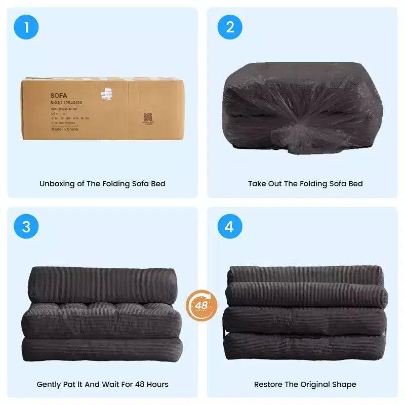 Canapé-lit pliant, fauteuil de couchage convertible avec oreiller