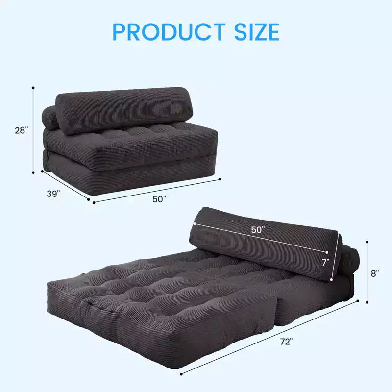 Canapé-lit pliant, fauteuil de couchage convertible avec oreiller