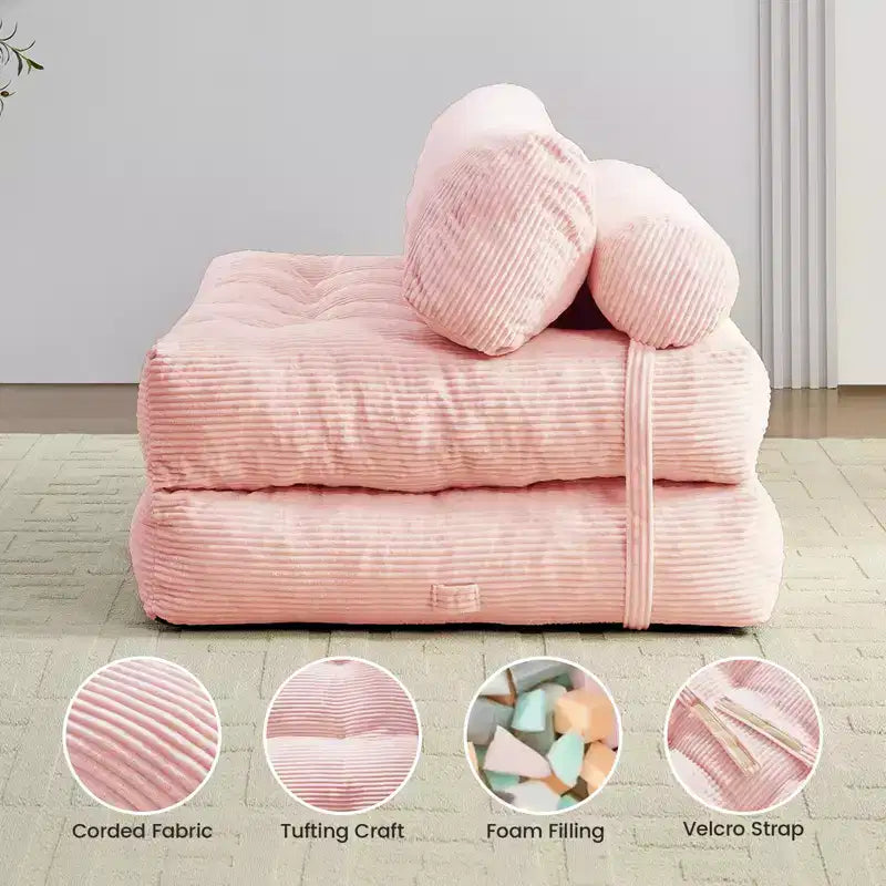 Canapé-lit pliant, fauteuil de couchage convertible avec oreiller