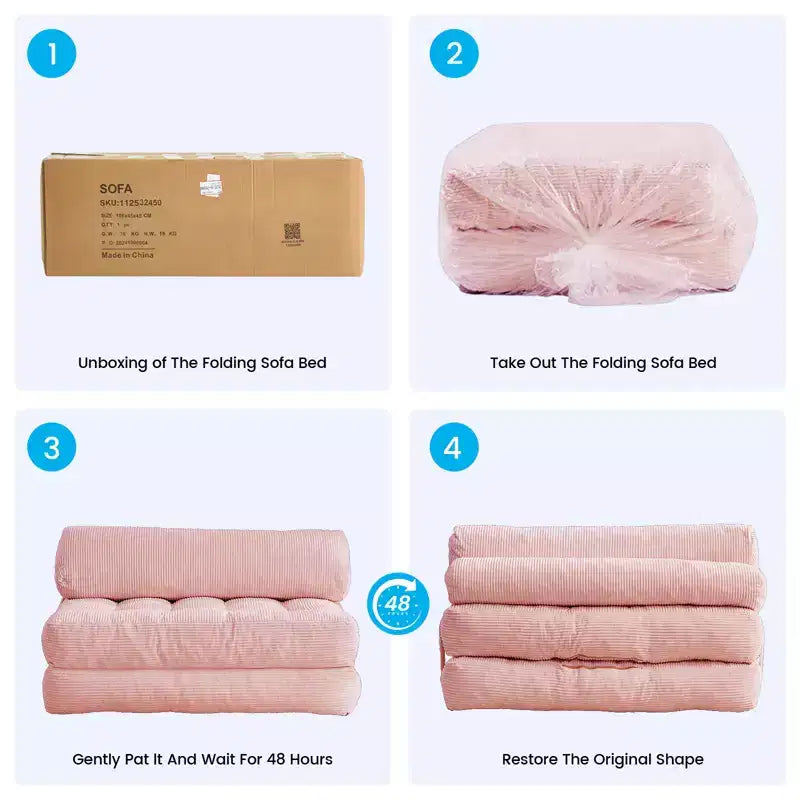Canapé-lit pliant, fauteuil de couchage convertible avec oreiller