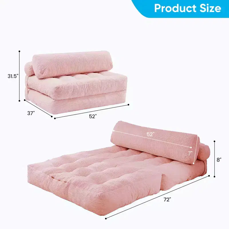 Canapé-lit pliant, fauteuil de couchage convertible avec oreiller
