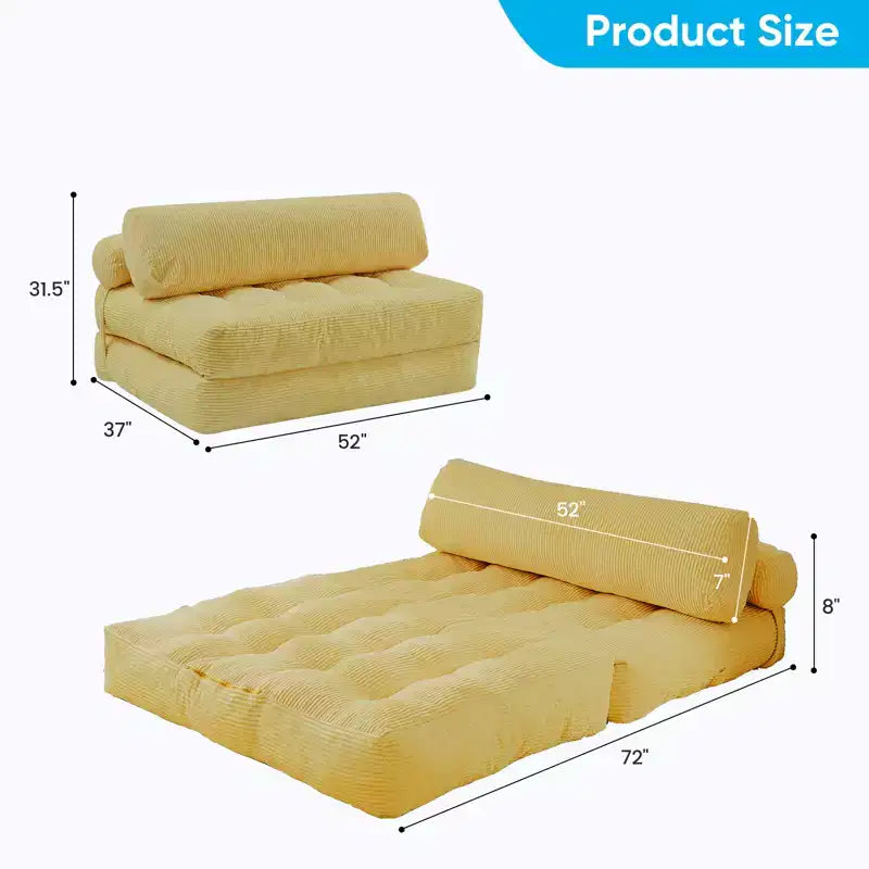 Canapé-lit pliant, fauteuil de couchage convertible avec oreiller