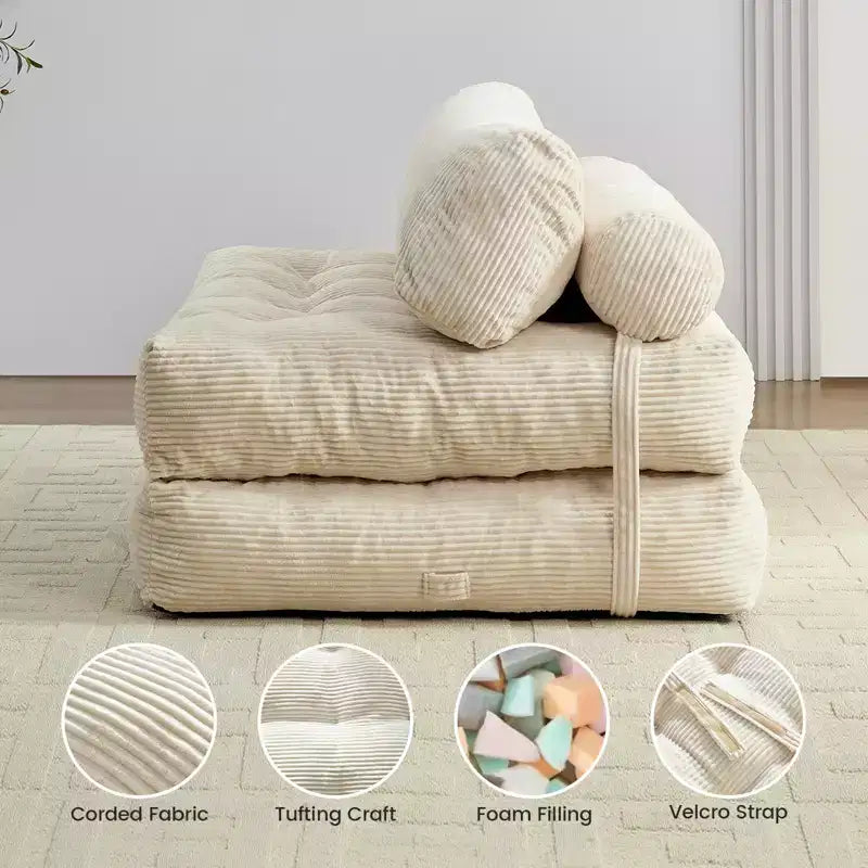 Canapé-lit pliant, fauteuil de couchage convertible avec oreiller