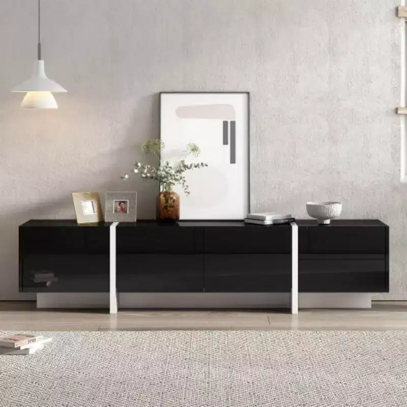 Stylish Living Room TV Stand: 80, White/Black, UV Protected