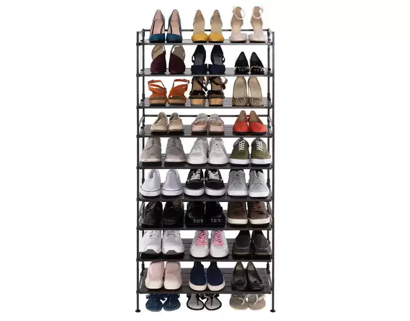 Range-chaussures en métal robuste, 3 niveaux, 12 paires, en résine