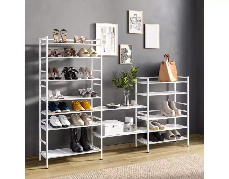 Range-chaussures en métal robuste, 3 niveaux, 12 paires, en résine