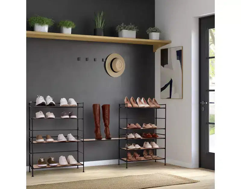Range-chaussures en métal robuste, 3 niveaux, 12 paires, en résine