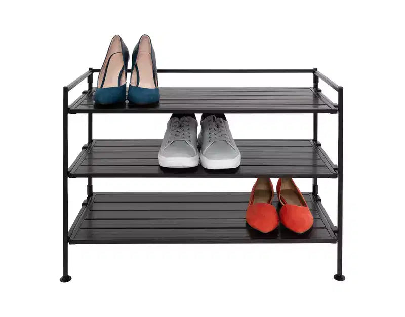 Range-chaussures en métal robuste, 3 niveaux, 12 paires, en résine