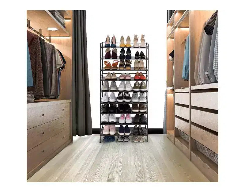 Range-chaussures en métal robuste, 3 niveaux, 12 paires, en résine