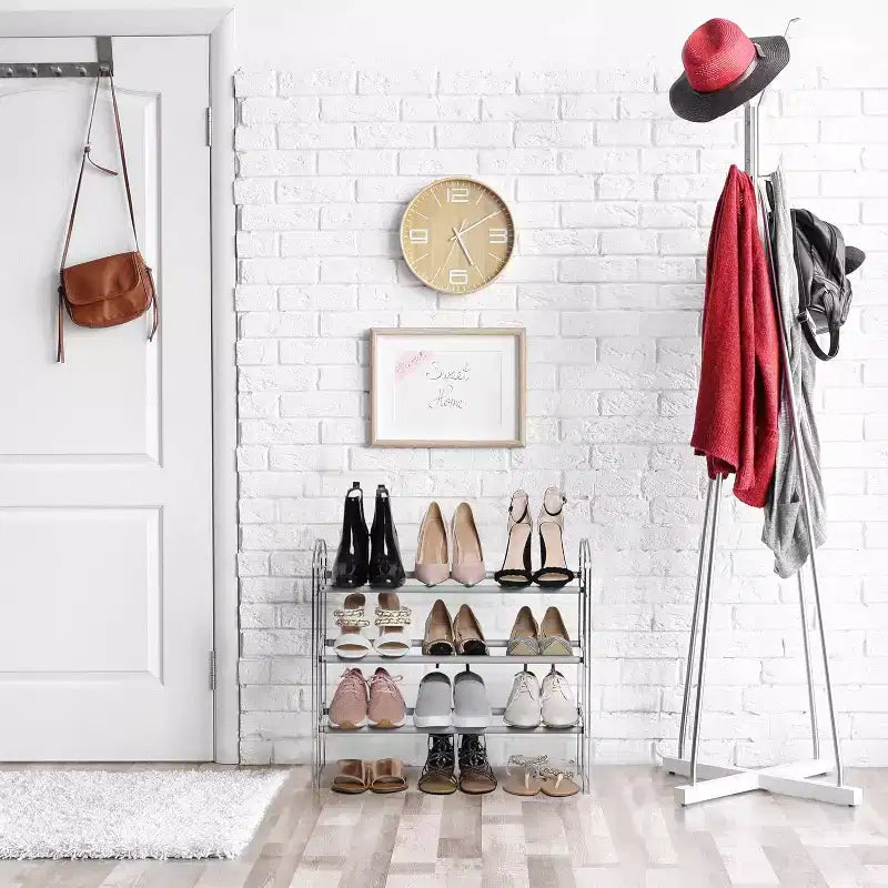 Range-chaussures extensible à 3 niveaux et 4 paires, structure métallique antidérapante