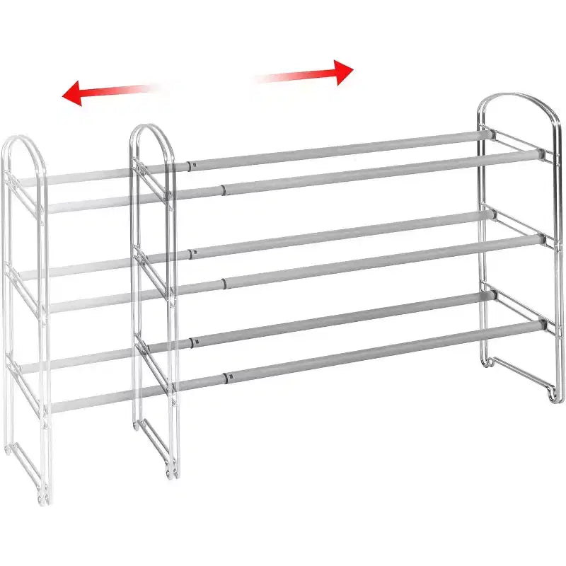 Range-chaussures extensible à 3 niveaux et 4 paires, structure métallique antidérapante
