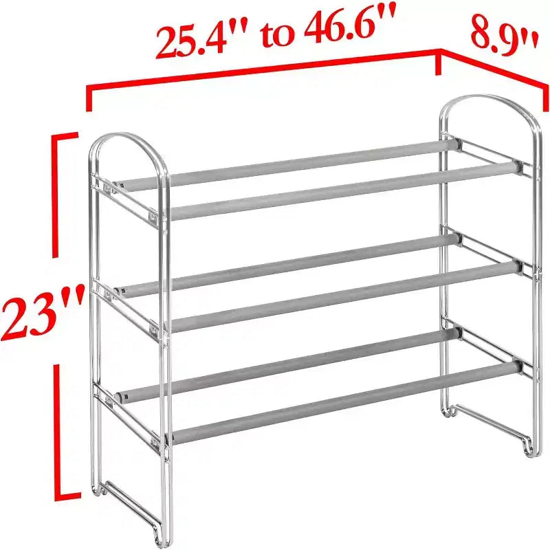 Range-chaussures extensible à 3 niveaux et 4 paires, structure métallique antidérapante