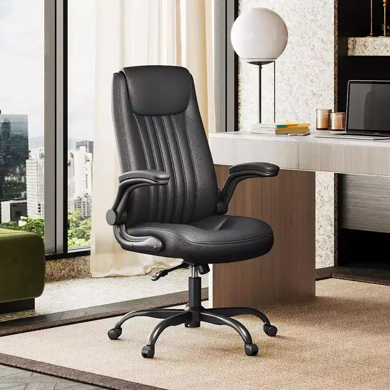 Ergonomic High Back Office Chair, Adjustable Flip-up Armrests Desk Chair with Lumbar Support and Thick Headrest