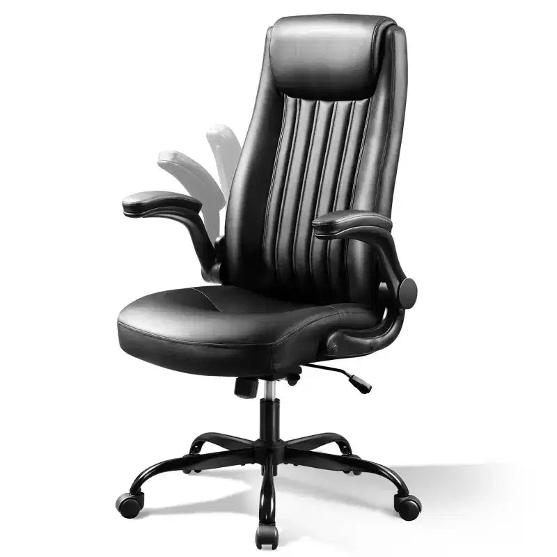 Chaise de bureau ergonomique à dossier haut, accoudoirs escamotables réglables
