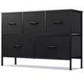 5 Drawer Dresser, Long Fabric Storage Unit for Bedroom, Closet, Living Room, Hallway & Nursery