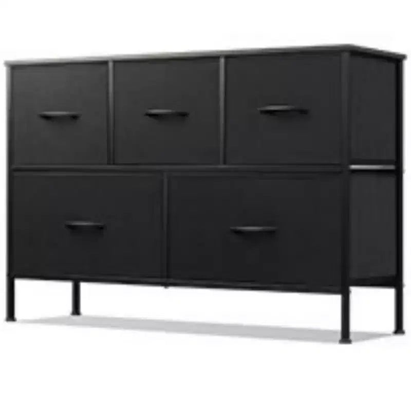 5 Drawer Dresser, Long Fabric Storage Unit for Bedroom, Closet, Living Room, Hallway & Nursery