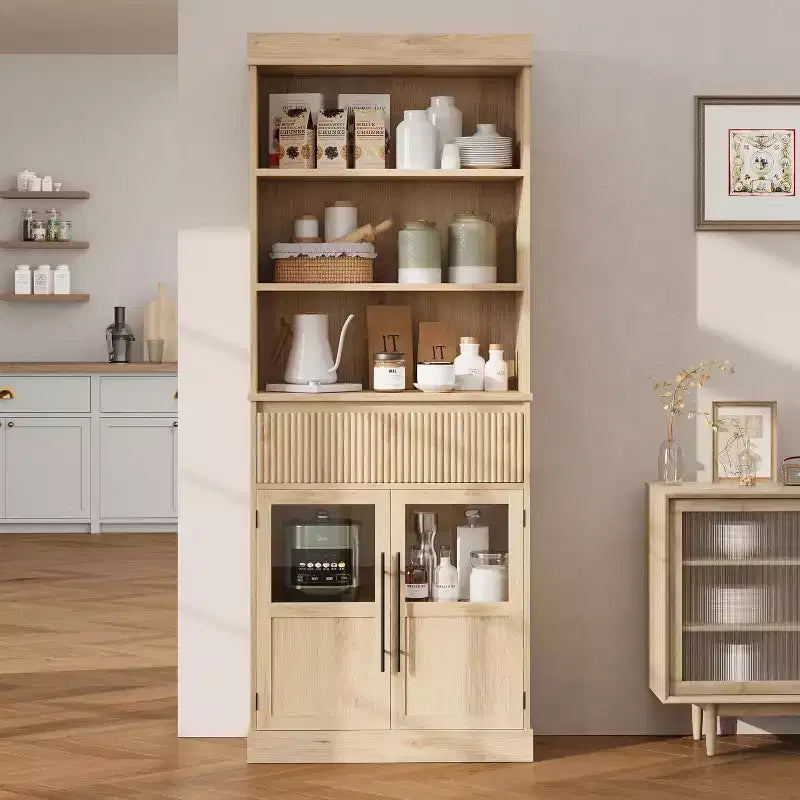Meuble de cuisine haut de 178 cm avec portes vitrées et tiroir
