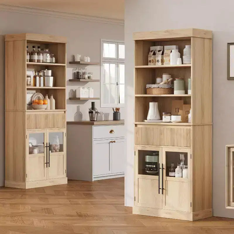 Meuble de cuisine haut de 178 cm avec portes vitrées et tiroir