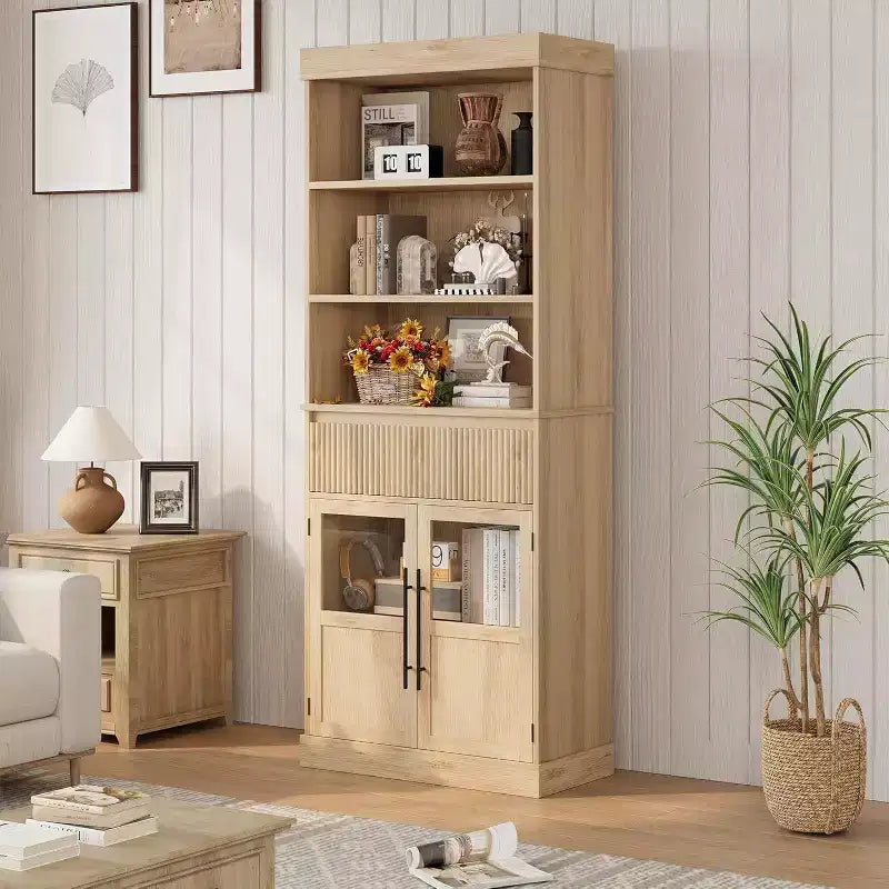 Meuble de cuisine haut de 178 cm avec portes vitrées et tiroir