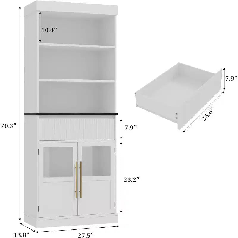 Meuble de cuisine haut de 178 cm avec portes vitrées et tiroir