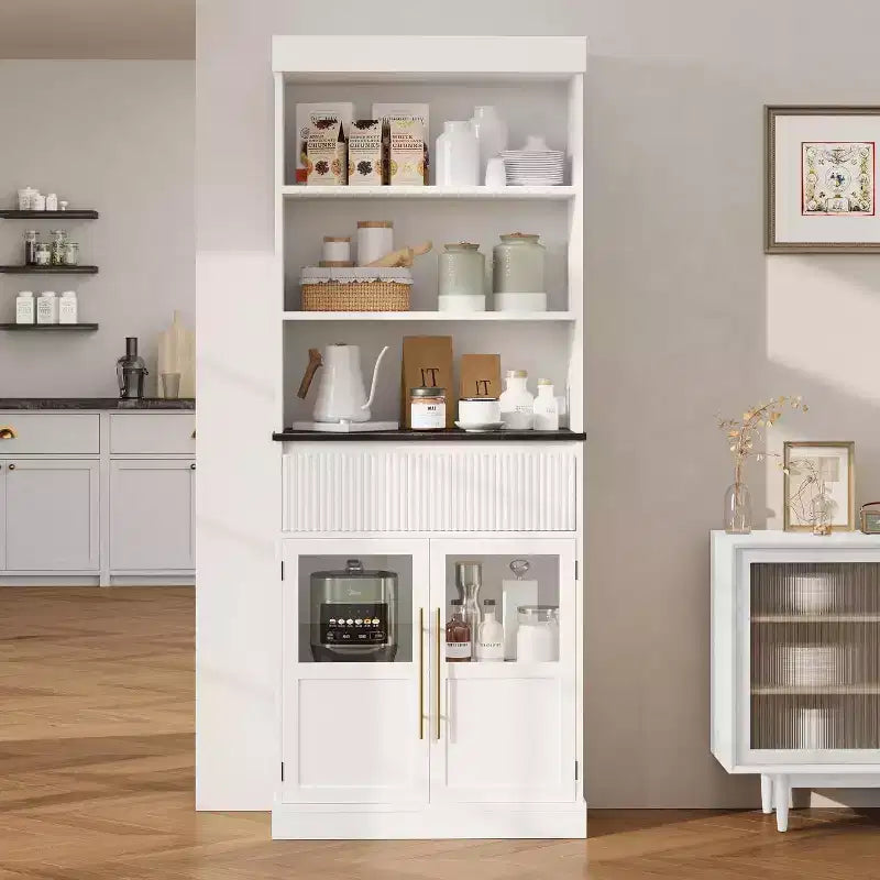 Meuble de cuisine haut de 178 cm avec portes vitrées et tiroir