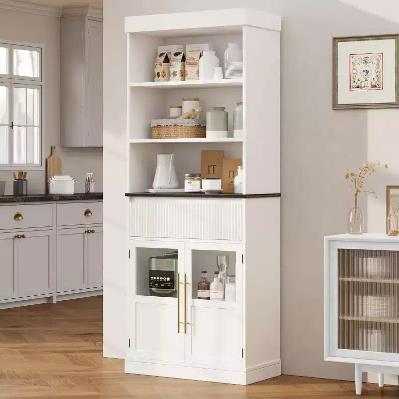 Meuble de cuisine haut de 178 cm avec portes vitrées et tiroir