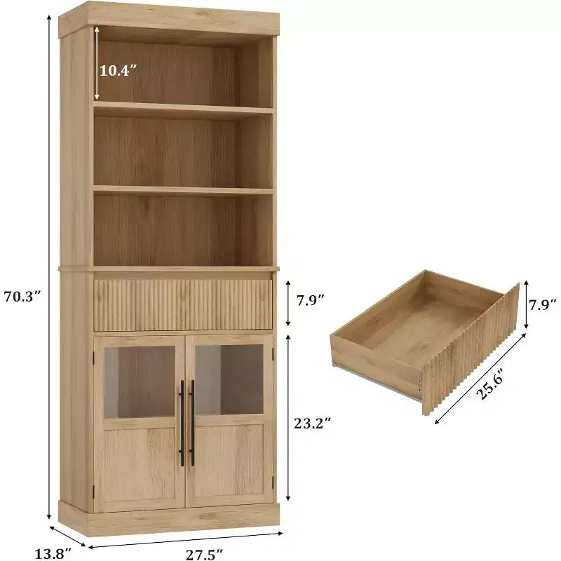 Meuble de cuisine haut de 178 cm avec portes vitrées et tiroir