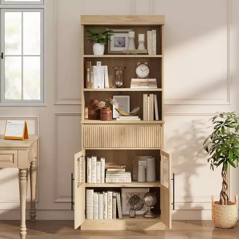 Meuble de cuisine haut de 178 cm avec portes vitrées et tiroir