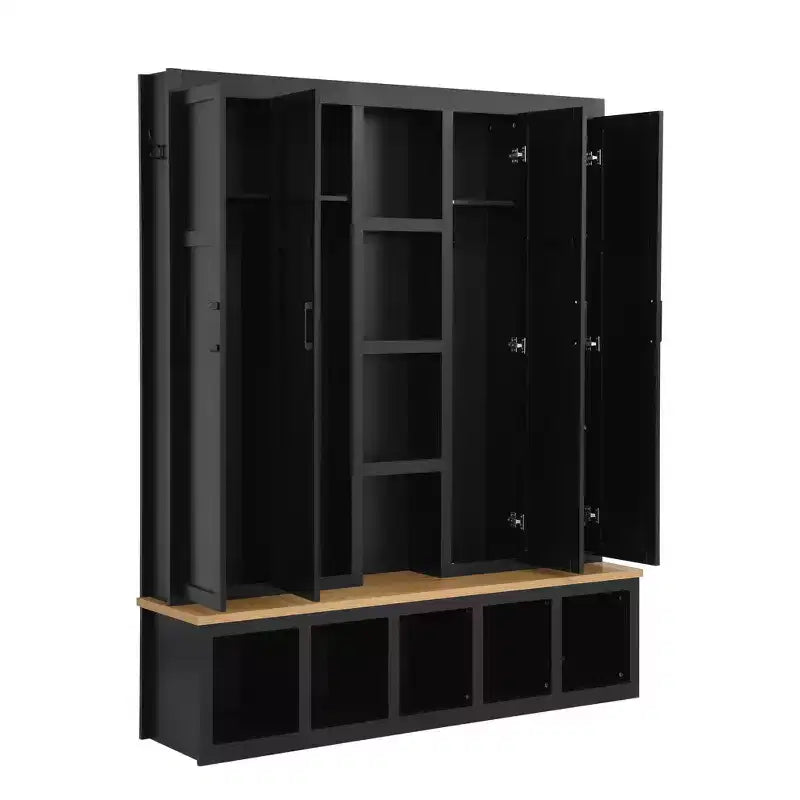 Porte-manteau d'entrée 4-en-1 avec banc de rangement et patères pour vestibule/vestiaire
