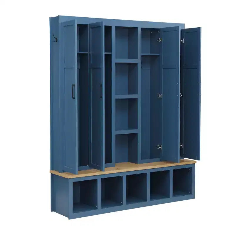 Porte-manteau d'entrée 4-en-1 avec banc de rangement et patères pour vestibule/vestiaire
