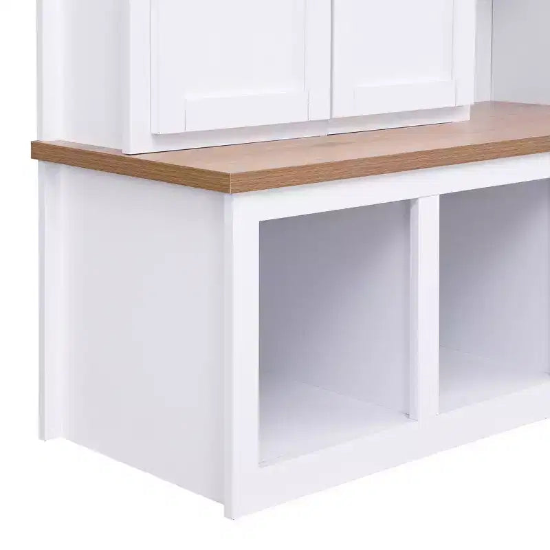 Porte-manteau d'entrée 4-en-1 avec banc de rangement et patères pour vestibule/vestiaire