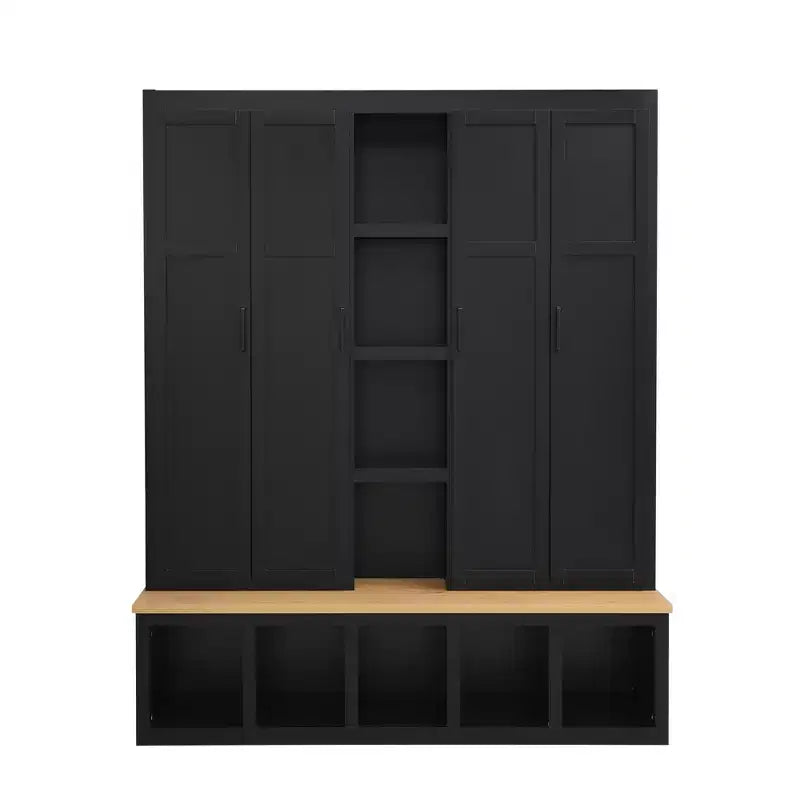 Porte-manteau d'entrée 4-en-1 avec banc de rangement et patères pour vestibule/vestiaire